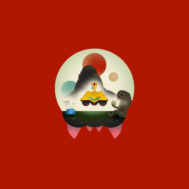 Red background mountain bear circle free wallpaper for tablet - medium preview image