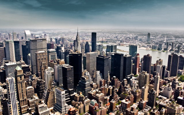 City tall buildings river dark free wallpaper for desktop - medium preview image