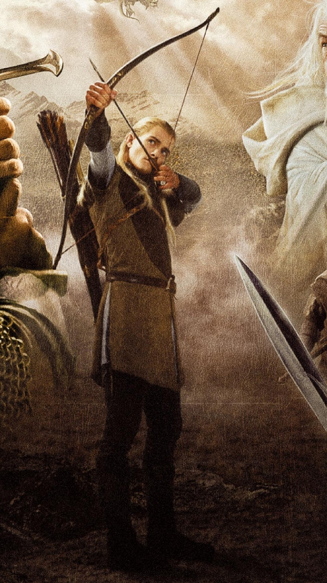 Man holding bow arrow painting free wallpaper for mobile - medium preview image