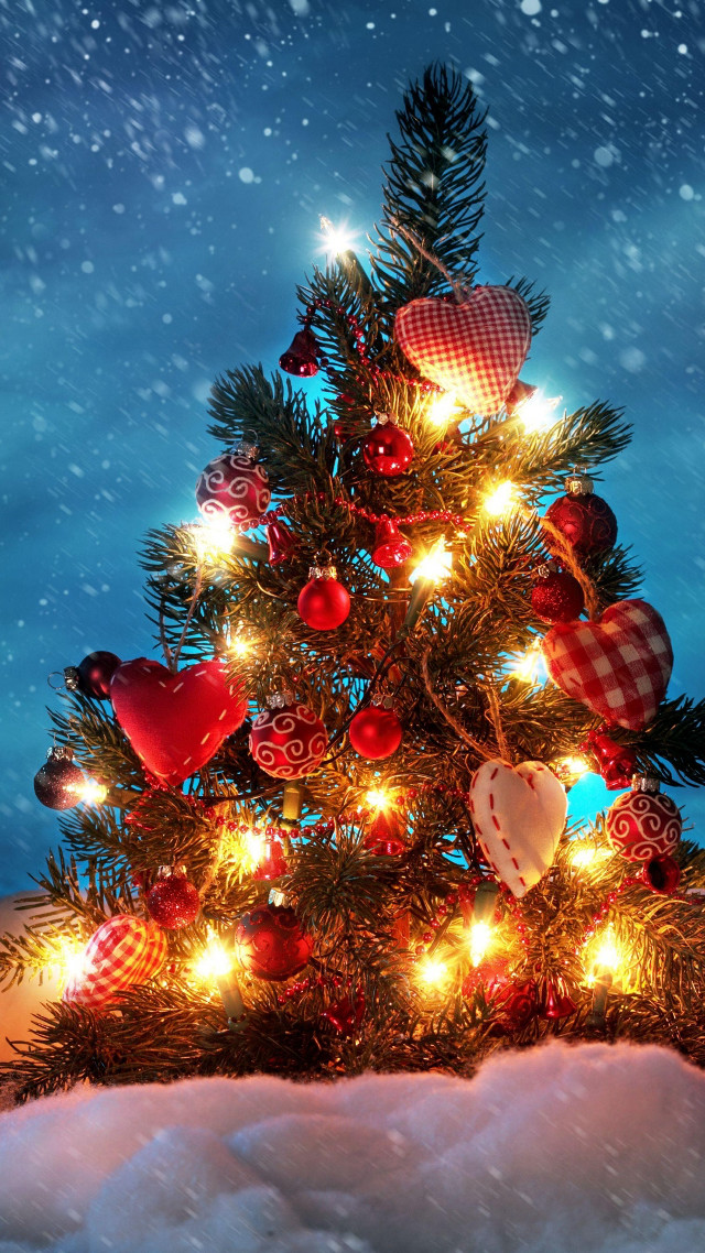 Christmas tree lights ornaments snow #3 free wallpaper for mobile - medium preview image