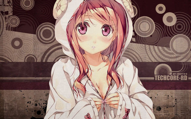 Pink haired girl white hoodie free wallpaper for desktop - medium preview image