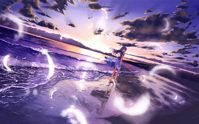 Woman walking beach sunset surfboard free wallpaper for desktop - medium preview image