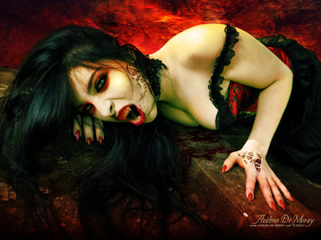 Woman blood face hands table free wallpaper for desktop - medium preview image