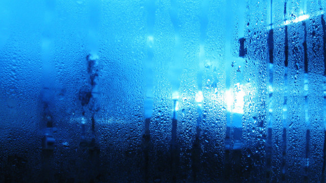 Window rain drops building blue free wallpaper for desktop - medium preview image