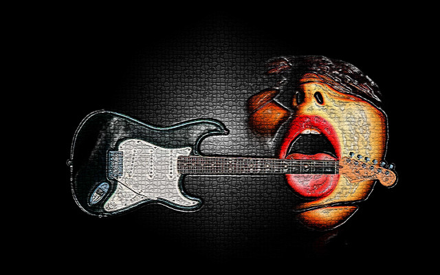 Guitar woman face mouths open free wallpaper for desktop - medium preview image