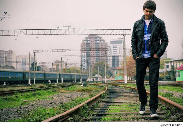 Man standing train track city #3 free wallpaper for desktop - medium preview image