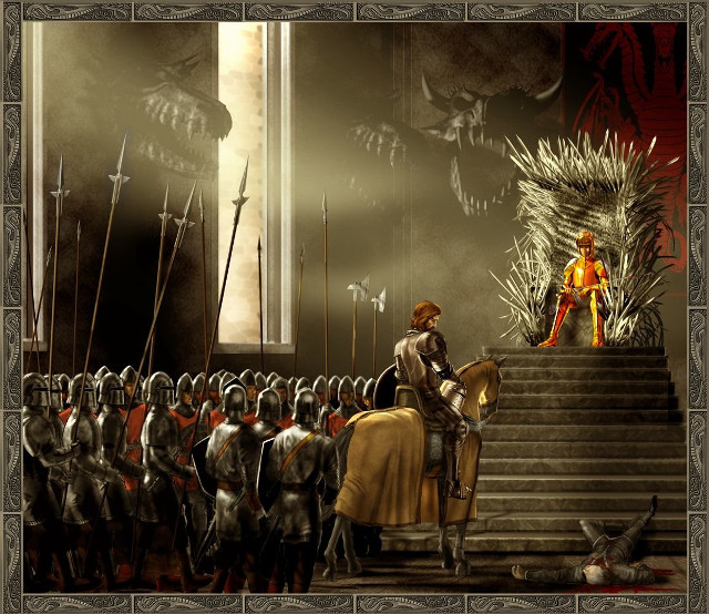 Man throne crowd people armor free wallpaper for desktop - medium preview image