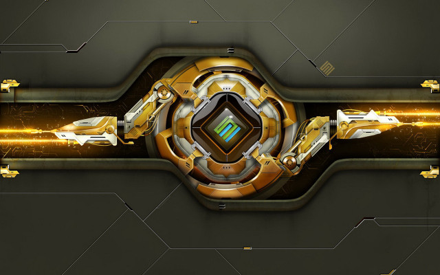 Futuristic detailed object gold shiny free wallpaper for desktop - medium preview image