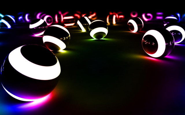 Neon balls numbers circle black #3 free wallpaper for desktop - medium preview image