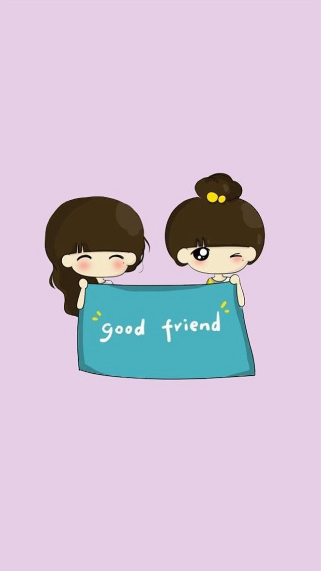 Two girls holding sign good free wallpaper for mobile - medium preview image