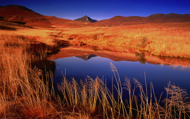 Lake mountains grass sky clouds #5 free wallpaper for desktop - medium preview image