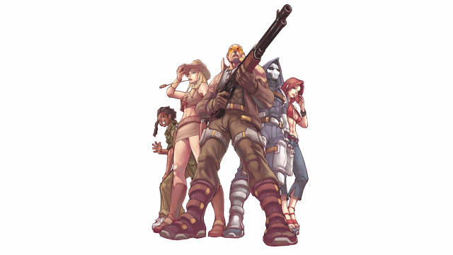 Women guns group standing together free wallpaper for desktop - medium preview image