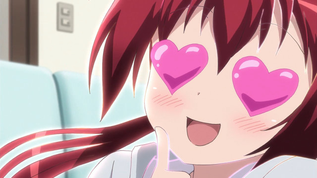 Girl pink hearts eyes bow free wallpaper for desktop - medium preview image