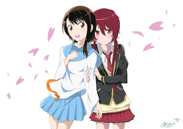 Anime girls petals school uniform free wallpaper for desktop - medium preview image