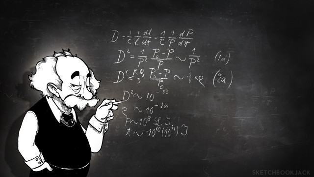 Cartoon man writing blackboard chalk free wallpaper for desktop - medium preview image