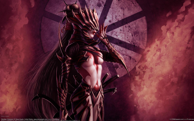 Woman sword demon back heroic #2 free wallpaper for desktop - medium preview image