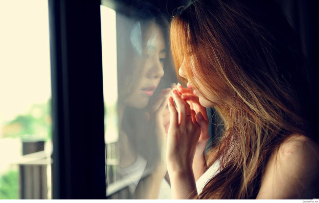 Woman window phone glass reflection free wallpaper for desktop - medium preview image