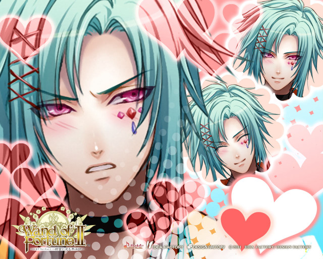 Bluehair pinkeyes heartbackground angelic portrait free wallpaper for desktop - medium preview image