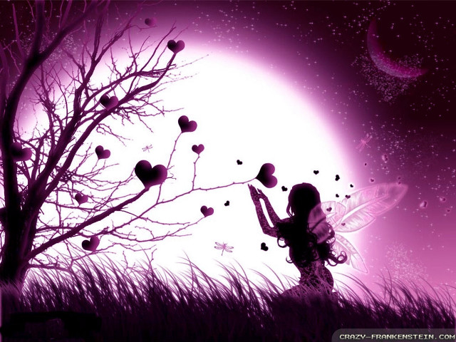 Girl heart balloon tree moon free wallpaper for desktop - medium preview image