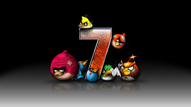 Seven angry birds black background #2 free wallpaper for desktop - medium preview image