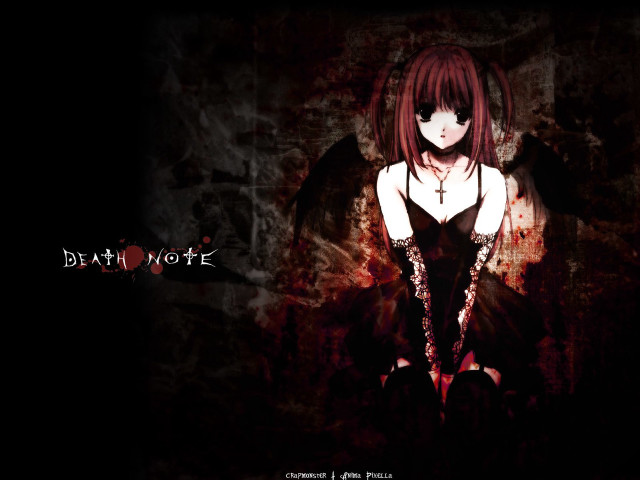 Redhair gothicangelwings blackdress darkbackground animealice free wallpaper for desktop - medium preview image