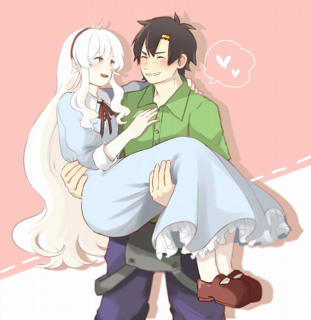 Man holding woman speech bubble free wallpaper for tablet - medium preview image