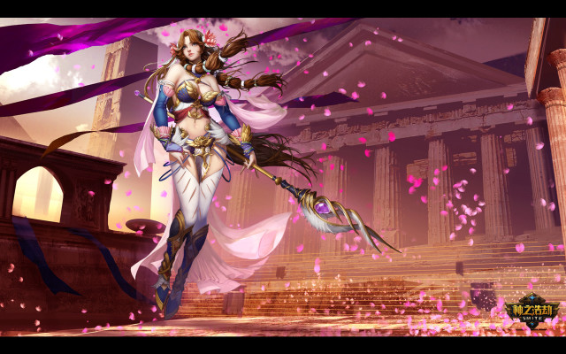 Woman white dress sword purple #5 free wallpaper for desktop - medium preview image