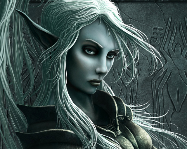 Woman white hair horned face free wallpaper for desktop - medium preview image