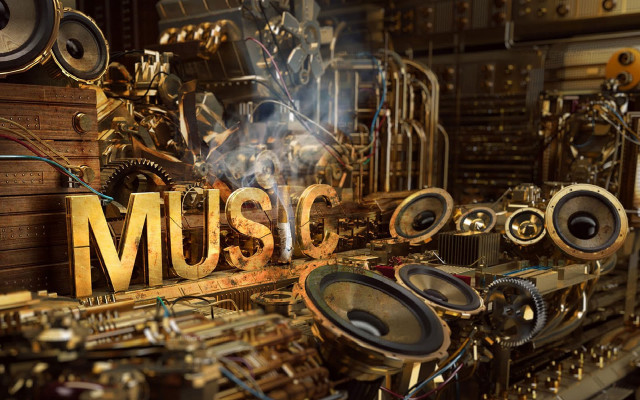 Musical instruments speakers display room free wallpaper for desktop - medium preview image