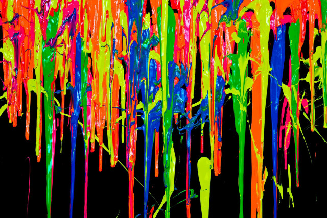 Black background multicolored paint dripping free wallpaper for desktop - medium preview image