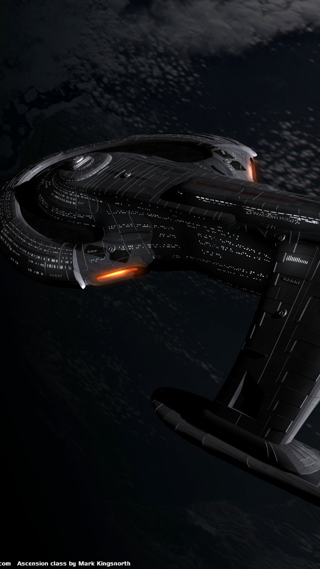 Futuristic space ship flying night free wallpaper for mobile - medium preview image