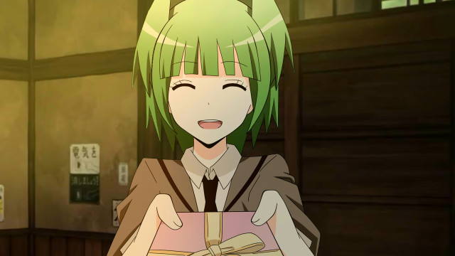 Girl green hair holding gifts free wallpaper for desktop - medium preview image