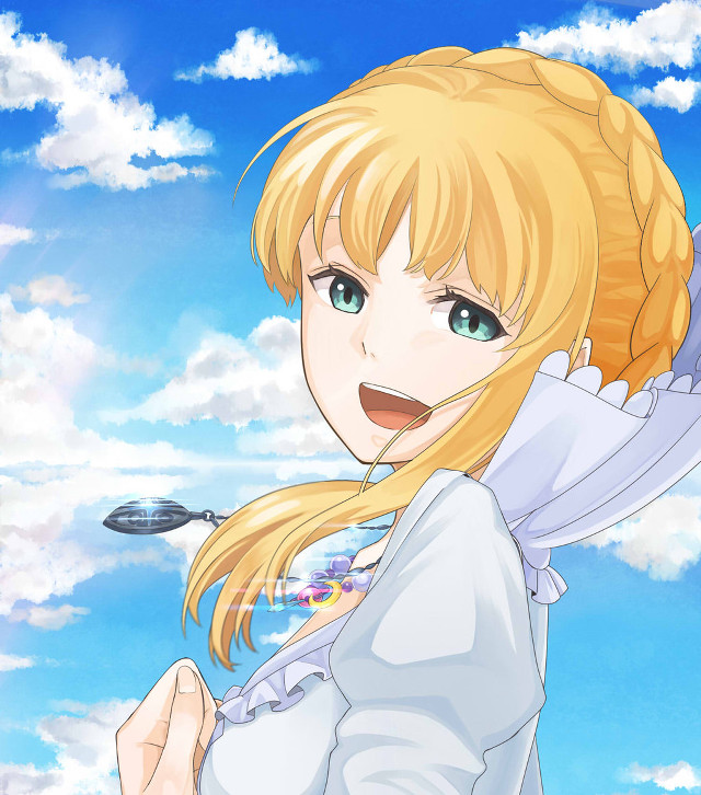 Blonde girl white shirt blue free wallpaper for tablet - medium preview image