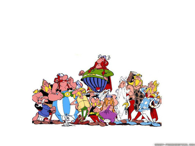 Cartoon characters group standing line free wallpaper for desktop - medium preview image