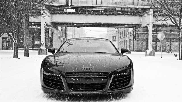 Car parked snow bridge building free wallpaper for desktop - medium preview image
