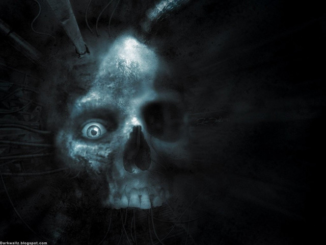 Skull glowing face eyes dark free wallpaper for desktop - medium preview image