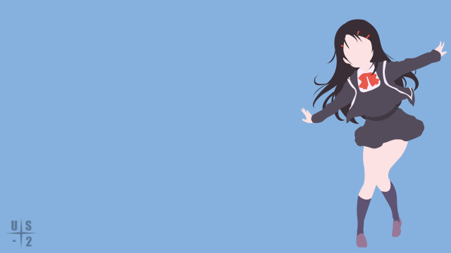 Flying woman minimalist blackserafuku bluebackground free wallpaper for desktop - medium preview image