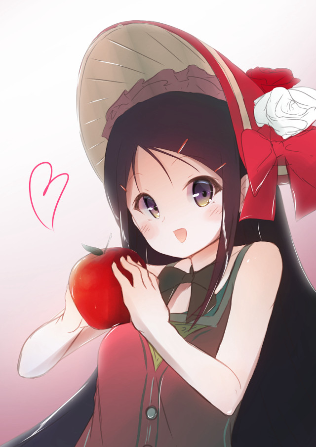 Girl hat apple rose hand free wallpaper for mobile - medium preview image