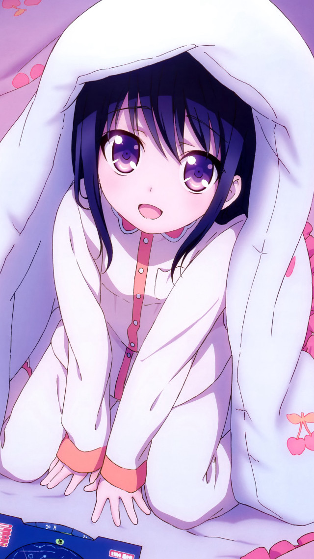 Girl white outfit bed laptop free wallpaper for mobile - medium preview image