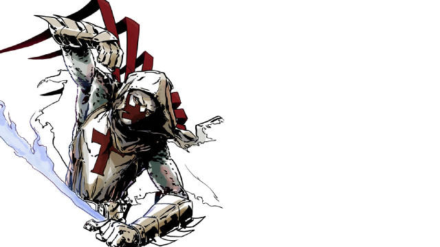 Man white suit sword red free wallpaper for desktop - medium preview image