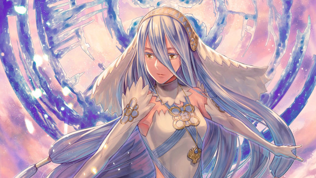 Azura anime bluehair white dress free wallpaper for desktop - medium preview image