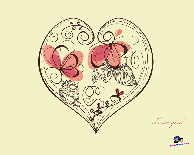 Heart flowers leaves decoration nature free wallpaper for desktop - medium preview image