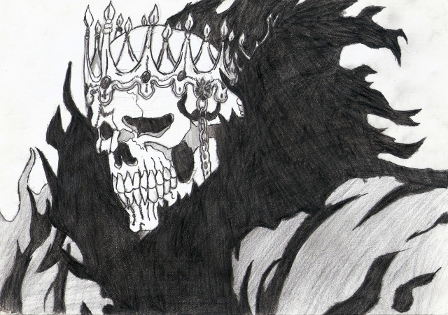 Skull crown demon tail drawing free wallpaper for desktop - medium preview image