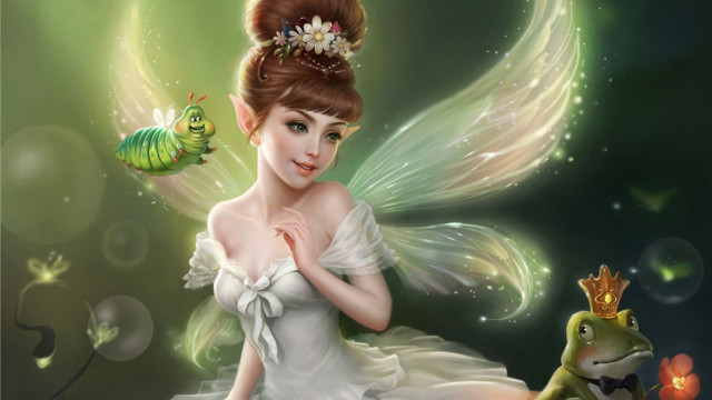 Fairy frog lap image illustration free wallpaper for desktop - medium preview image
