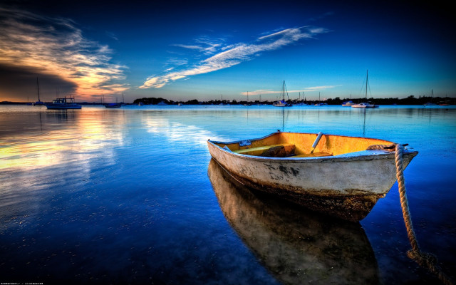 Boat sunset water sky clouds #6 free wallpaper for desktop - medium preview image