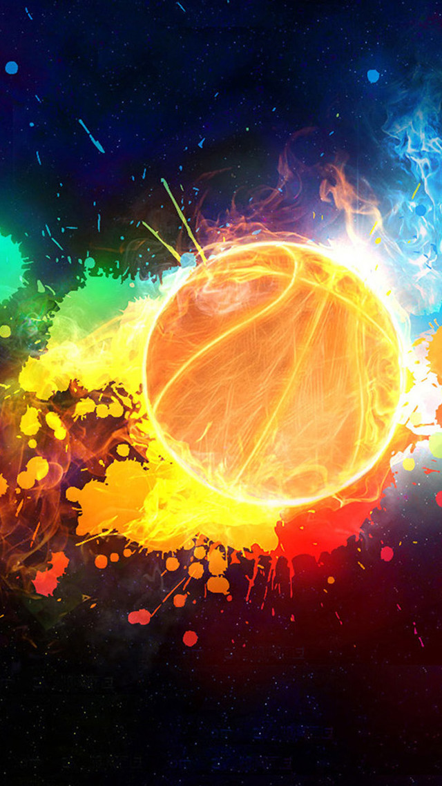 Basketball colorful background paint splatters free wallpaper for mobile - medium preview image