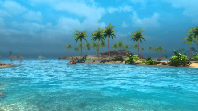 Tropical island lagoon palm trees free wallpaper for desktop - medium preview image