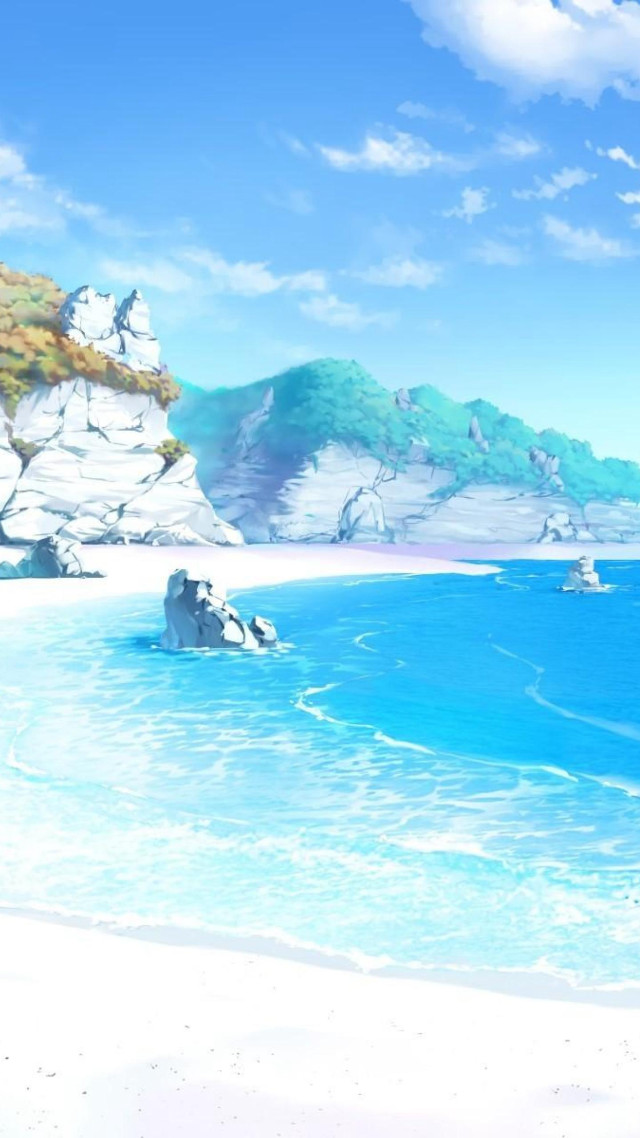 Beach boat mountain clouds sky free wallpaper for mobile - medium preview image