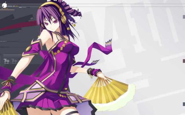 Woman purple outfit fan scarf free wallpaper for desktop - medium preview image
