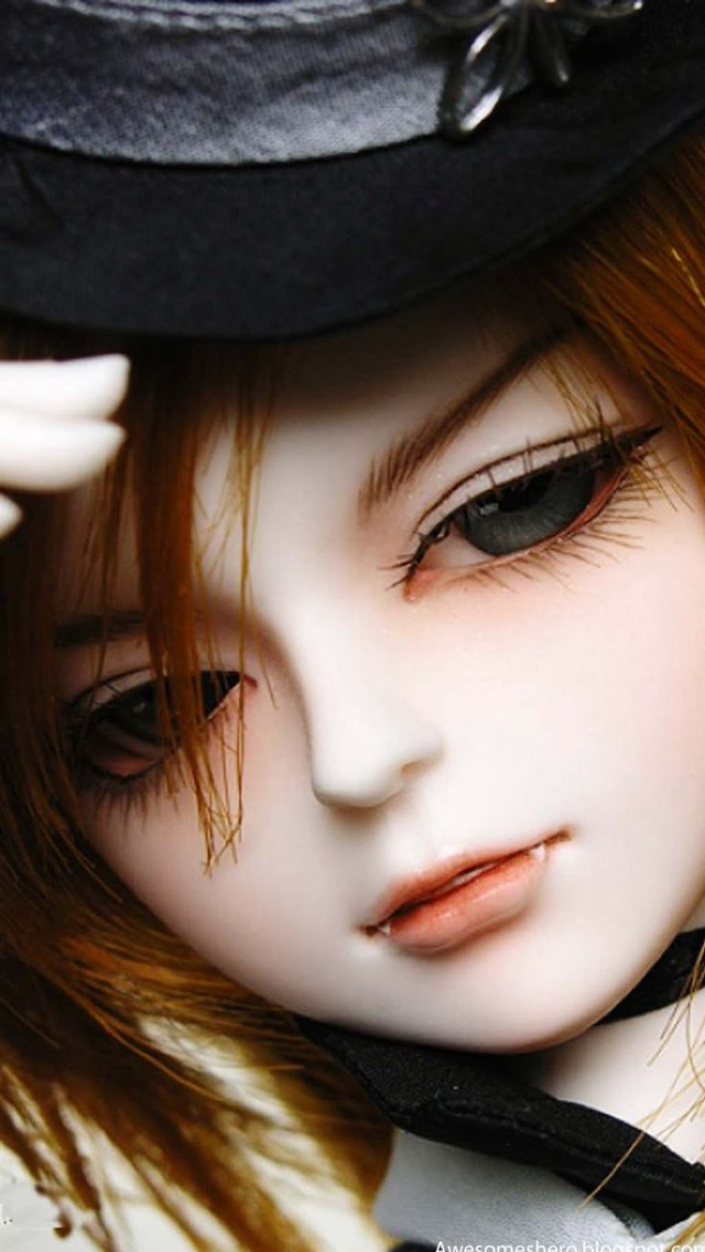 Doll hat black tie white free wallpaper for mobile - medium preview image